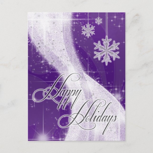 Snowy Star Ribbon (tief lila) Postkarte (Vorderseite)