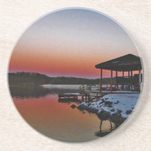 Snowy Sunset am Arrowhad-See Sandstein Untersetzer