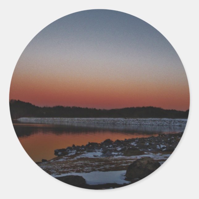 Snowy Sunset am Arrowhead See Runder Aufkleber (Vorderseite)
