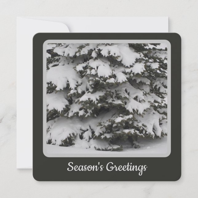 Snowy Tree Flat Holiday Card Feiertagskarte (Vorderseite)