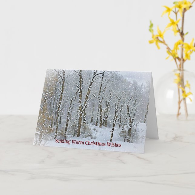 Snowy Trees and Snow Fallende Weihnachtskarte Karte (Gelbe Blume)