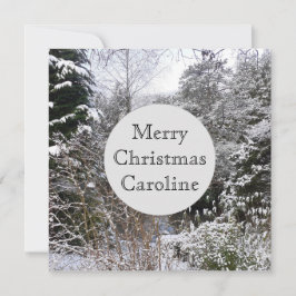 Snowy Trees Flat Christmas Card Karte