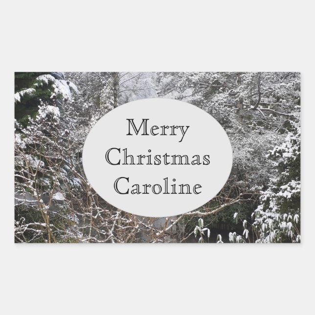 Snowy Trees Rechteckiger Aufkleber (Vorderseite)