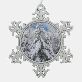 Snowy Trees Schneeflocken Zinn-Ornament