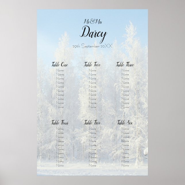 Snowy Trees Seating Chart Poster (Vorne)