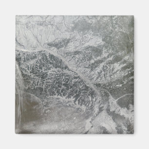 Snowy und dunstiges Mittelrussland, die das Ob Ri Magnet