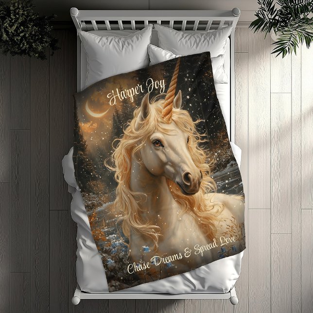 Snowy Unicorn Inspirational Winter Fantasy Fleecedecke (Von Creator hochgeladen)