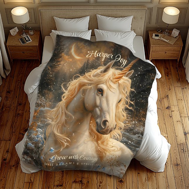 Snowy Unicorn Inspirational Winter Fantasy Fleecedecke (Von Creator hochgeladen)