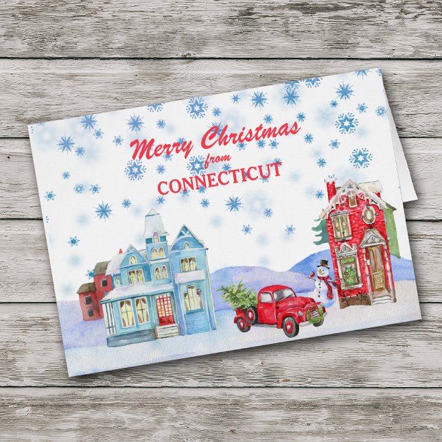 Snowy Village aus Connecticut Weihnachtskarte (Von Creator hochgeladen)