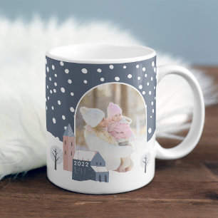 Snowy Village Winter Holiday Photo Kaffeetasse