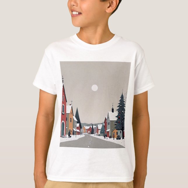 Snowy village, zu Weihnachten - KId's Tshirt (Vorderseite)