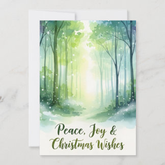 Snowy Watercolor Forest Christmas Card Feiertagskarte