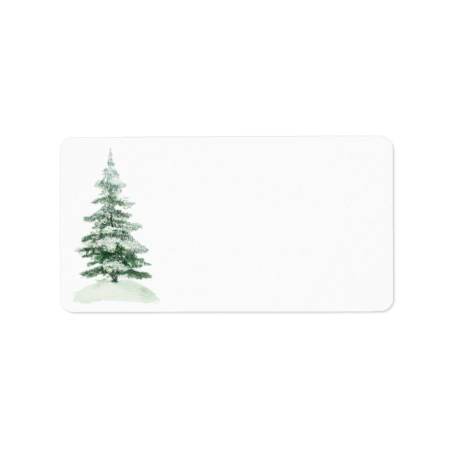 Snowy Watercolor Pine Tree Blank DIY Druckadresse Adressaufkleber (Vorne)