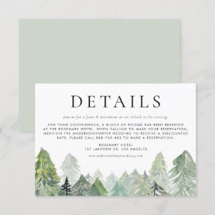 Snowy Watercolor Winter Evergreen Forest Details Begleitkarte