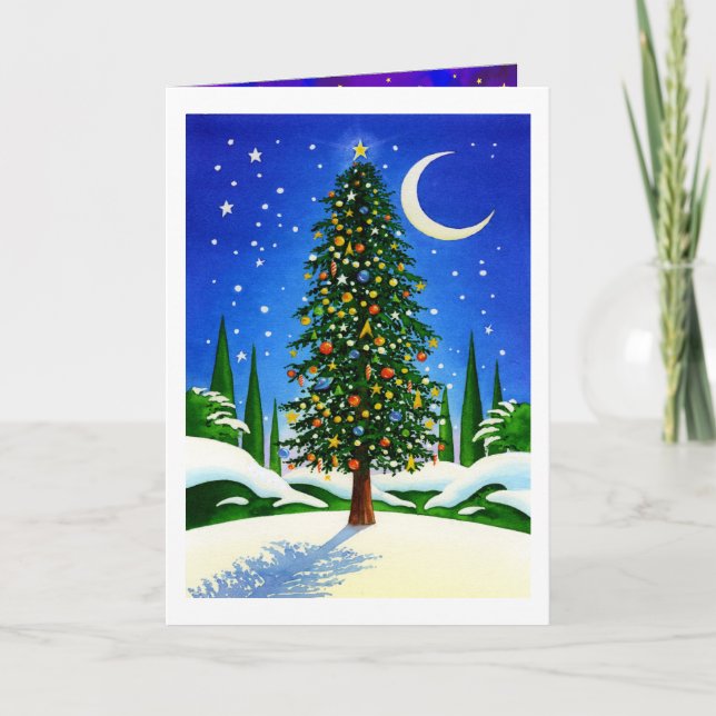 Snowy-Weihnachtsbaum Feiertagskarte (Vorderseite)
