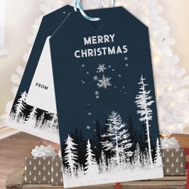 Snowy White Forest Night Frohe Weihnachten Geschenkanhänger