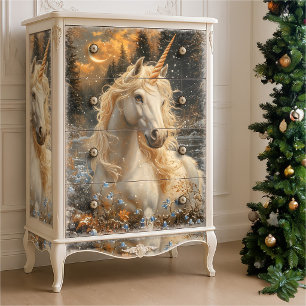 Snowy White Unicorn Winter Fantasy Woodland Fairy Seidenpapier