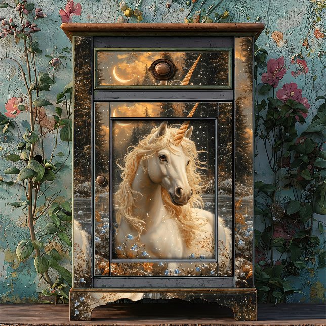 Snowy White Unicorn Winter Fantasy Woodland Fairy Seidenpapier (Von Creator hochgeladen)