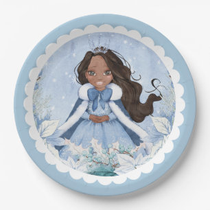 Snowy Winter African American Princess Birthday Pappteller