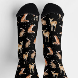 Snowy Winter Animals Fox Doe & Hare Socks Socken