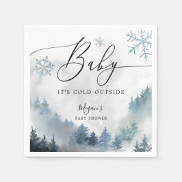 Snowy Winter Baby Dusche Blaue Schneeflocken Serviette