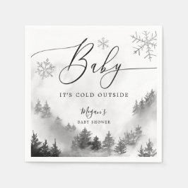 Snowy Winter Baby Dusche Graue Schneeflocken Serviette