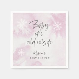 Snowy Winter Baby Dusche Pink Wasserfarbe Serviette