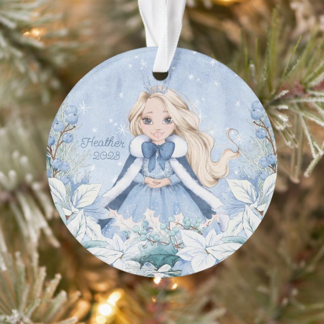 Snowy Winter Blonde Princess Ornament (Baum)