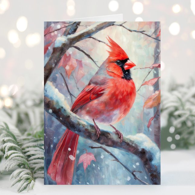 Snowy Winter Cardinal Modern Art Karte (Von Creator hochgeladen)