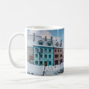Snowy winter city centre in Riga, Lettland Kaffeetasse