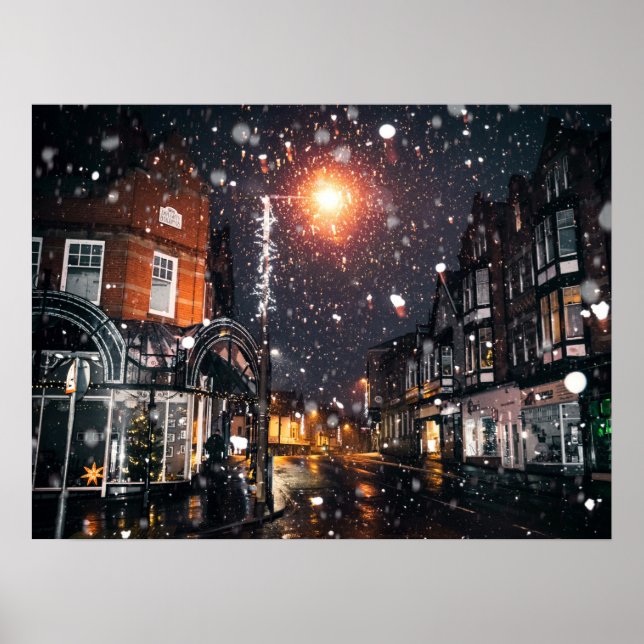 Snowy Winter Cityscape JPG City Residence Per Poster (Vorne)