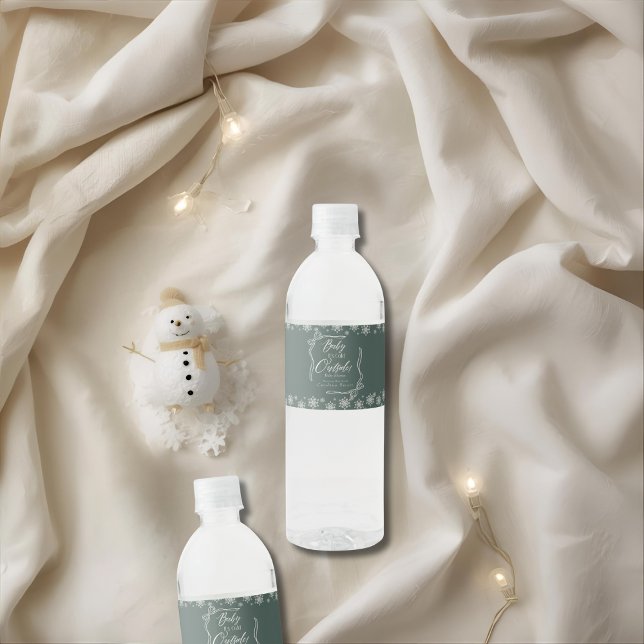 Snowy Winter Coquette Grün ist kalt Wasserflaschenetikett (Snowy Winter Coquette Green it's Cold Water Bottle Label)