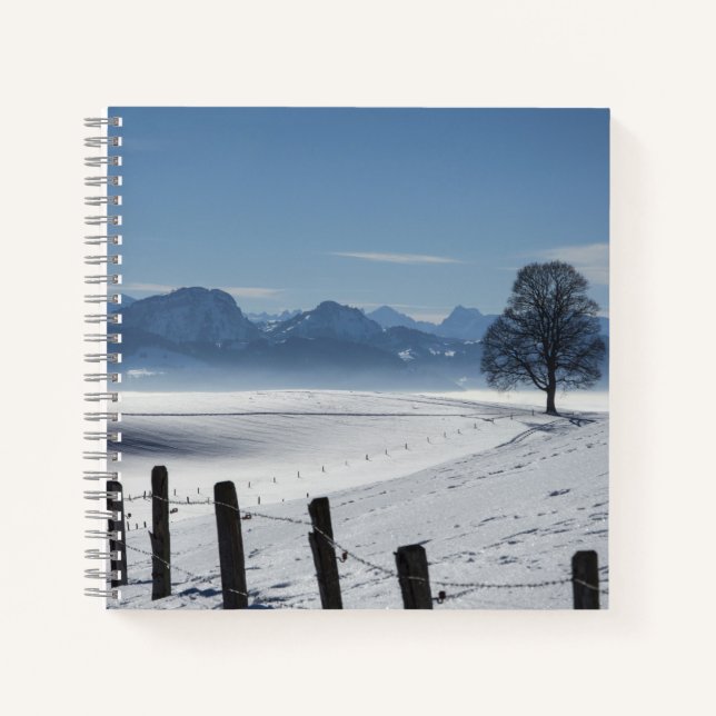 Snowy Winter Countryside Landscape Notizbuch (Vorderseite)
