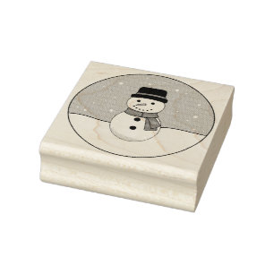 Snowy Winter Day Snowman Gummistempel