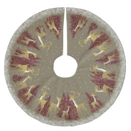 Snowy Winter Deferd Weihnachten Polyester Weihnachtsbaumdecke