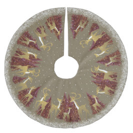 Snowy Winter Deferd Weihnachten Polyester Weihnachtsbaumdecke