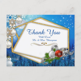 Snowy Winter Fantasy Danke Postcard Ankündigungspostkarte