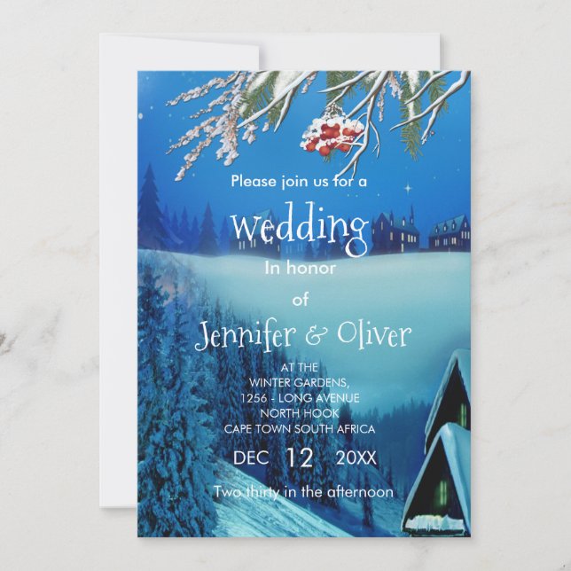 Snowy Winter Fantasy Einladung (Vorderseite)