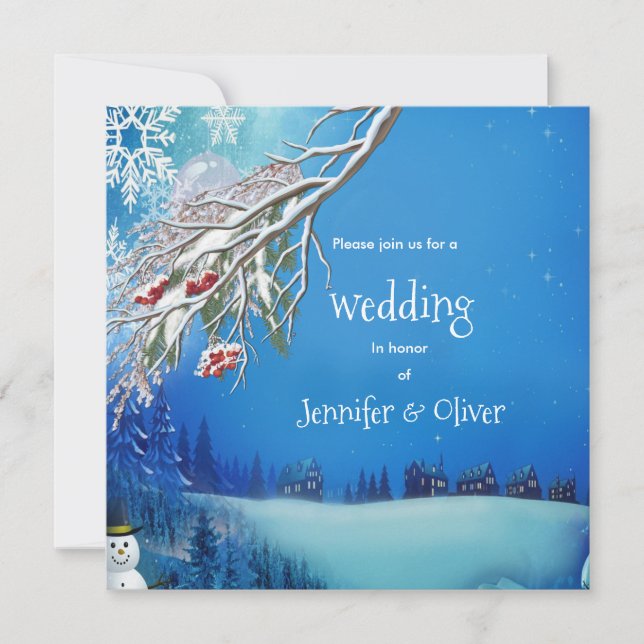 Snowy Winter Fantasy Wedite Einladung (Vorderseite)