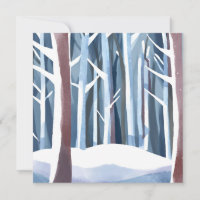 Snowy Winter Forest | Moderne, einfache Wasserfarb