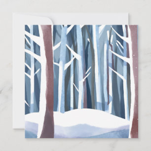 Snowy Winter Forest Moderne, einfache Wasserfarb Karte