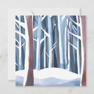 Snowy Winter Forest | Moderne, einfache Wasserfarb Karte