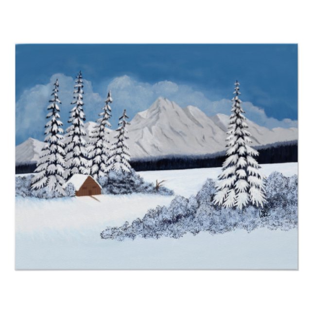 Snowy Winter Glossy Poster (Vorderseite)