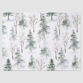 Snowy Winter Green Trees Weihnachtsmuster Seidenpapier