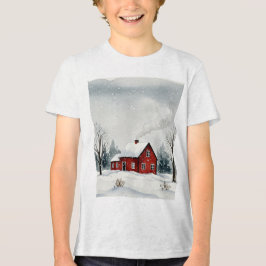 Snowy winter landscape Tri-Blend shirt