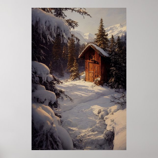 Snowy Winter Landschaft Art Poster (Vorne)