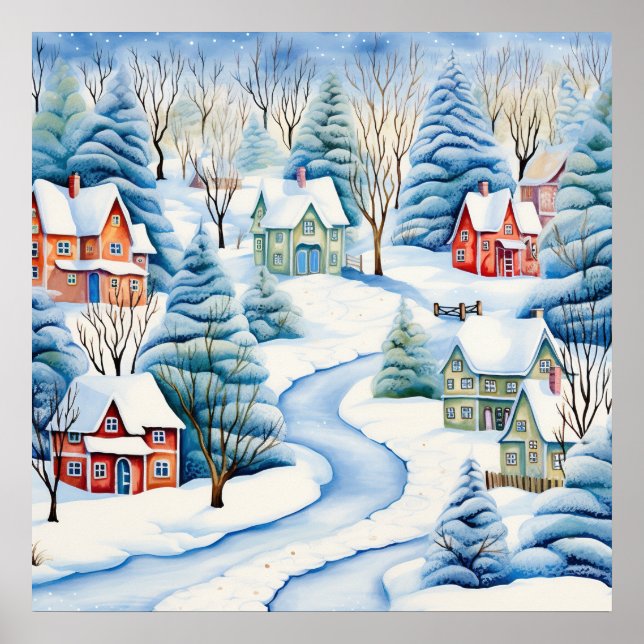 Snowy Winter Landschaft Art Poster (Vorne)
