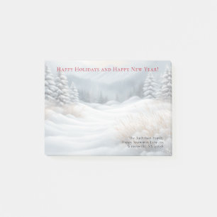 Snowy Winter Landschaft Holiday Postcard Post-it Klebezettel
