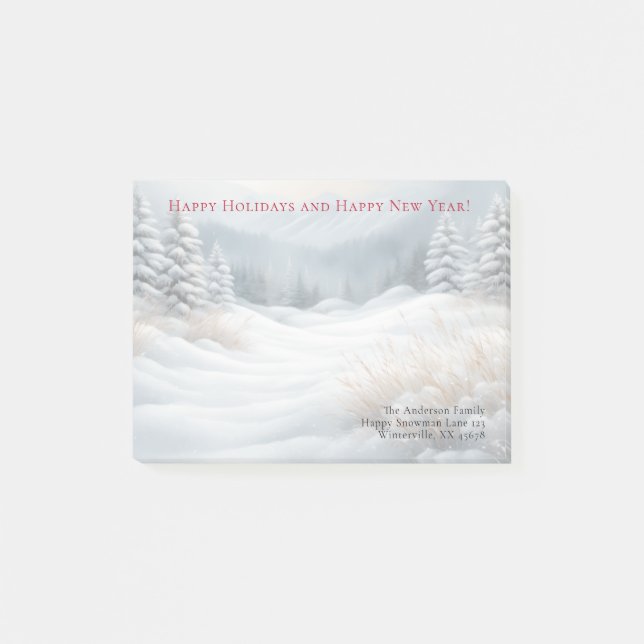 Snowy Winter Landschaft Holiday Postcard Post-it Klebezettel (Vorderseite)
