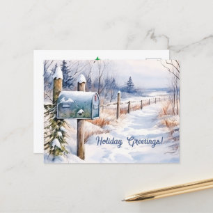 Snowy Winter Landschaft Holiday Postcard Postkarte